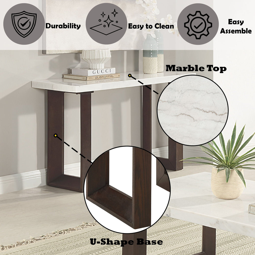 Edwyn - Natural Marble Top End Table by Unique Piece Furniture