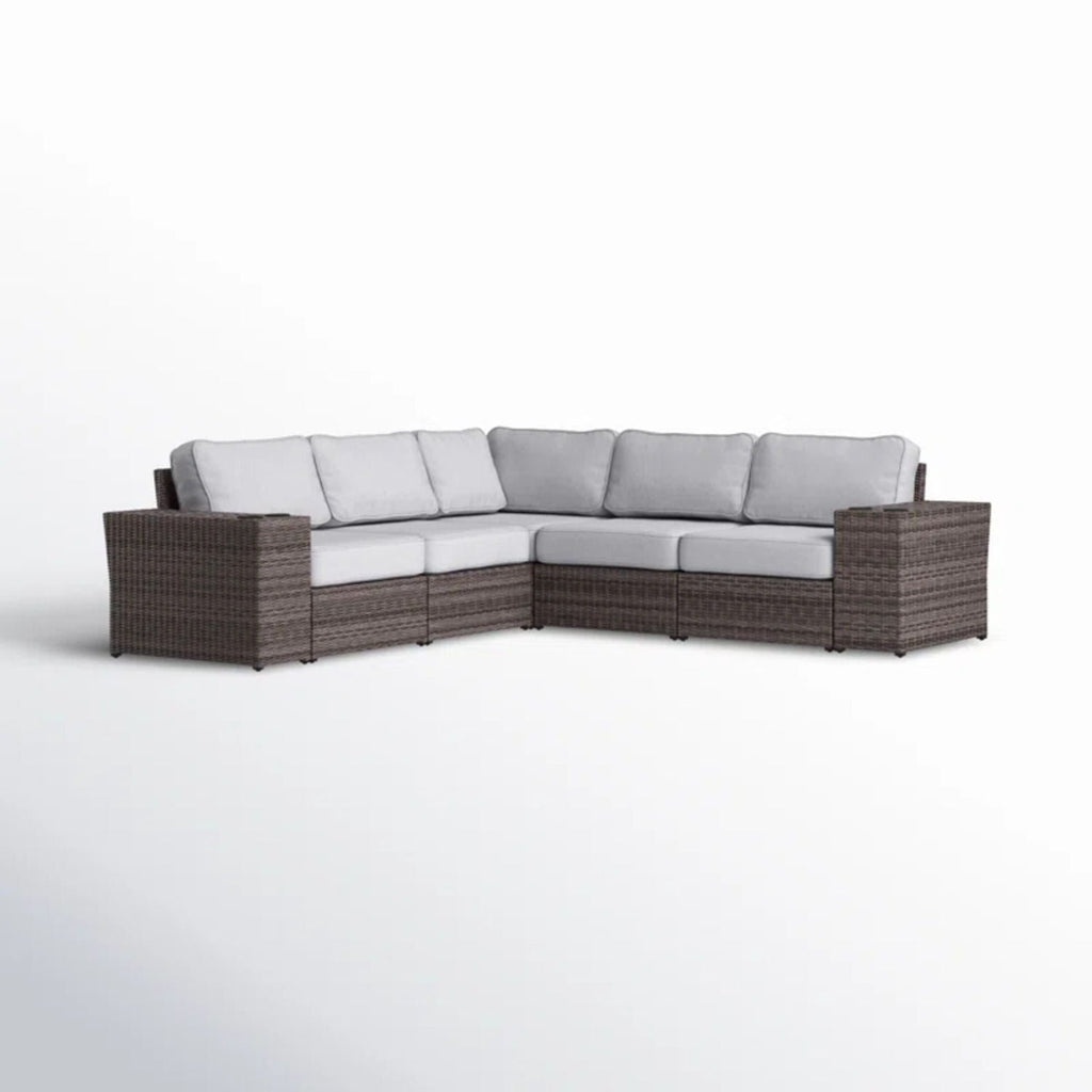 Wide Reversible Outdoor Sectional Sofa With Cushions - Brown / Gray by Unique Piece Furniture