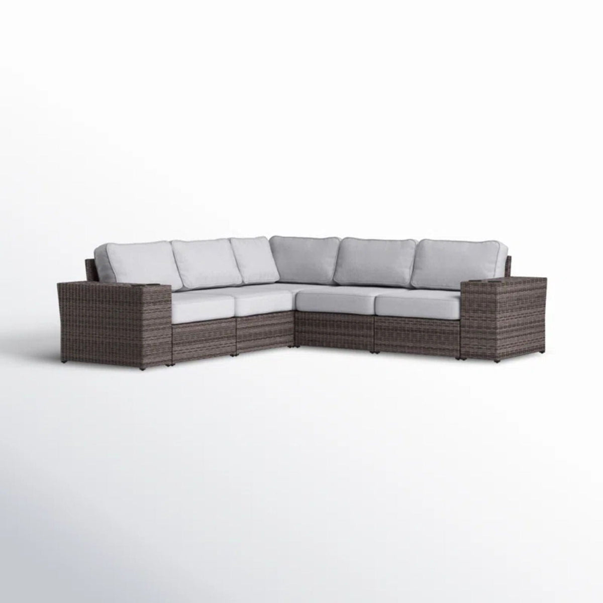 Wide Reversible Outdoor Sectional Sofa With Cushions - Brown / Gray by Unique Piece Furniture