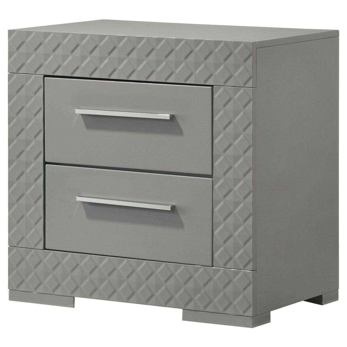 Ives 2-drawer Nightstand Bedside Table Grey High Gloss by Unique Piece Furniture