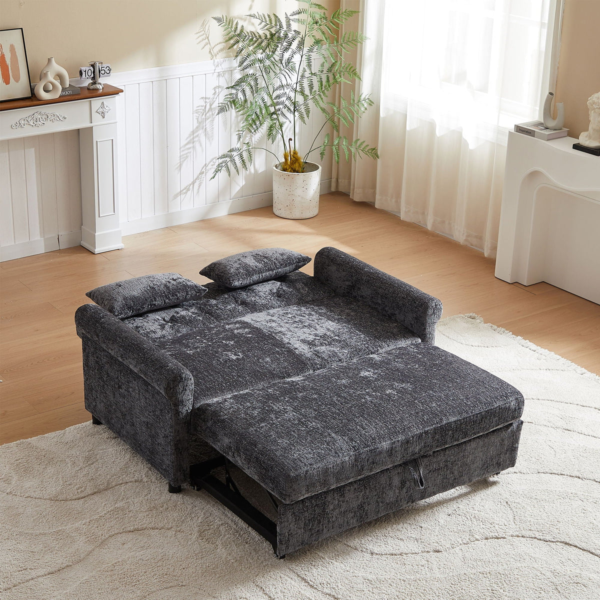 Loveseat Sofa Bed, Pull - Out Couch Sleeper & 2 Pillows by Unique Piece Furniture