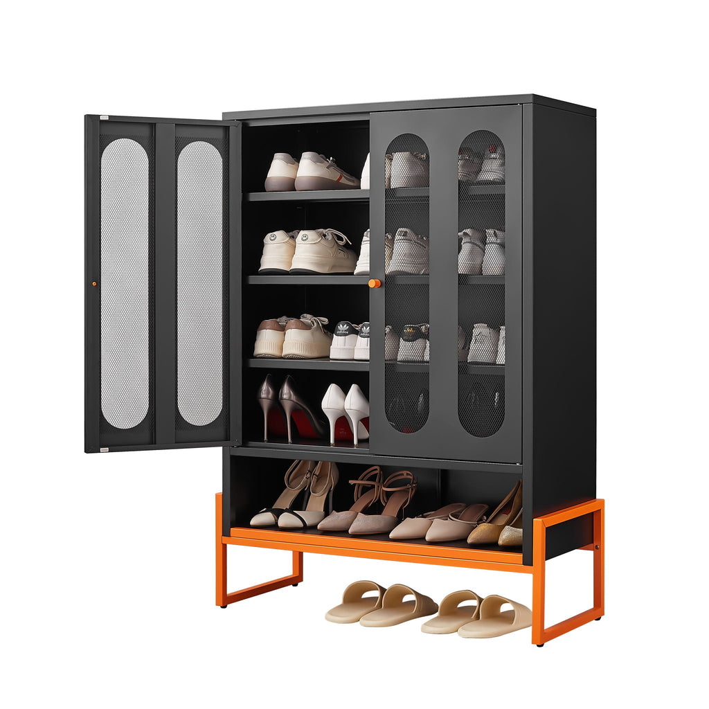 Modern Metal Shoe Cabinet With DoublebSided Doors And Adjustable Partitions by Unique Piece Furniture