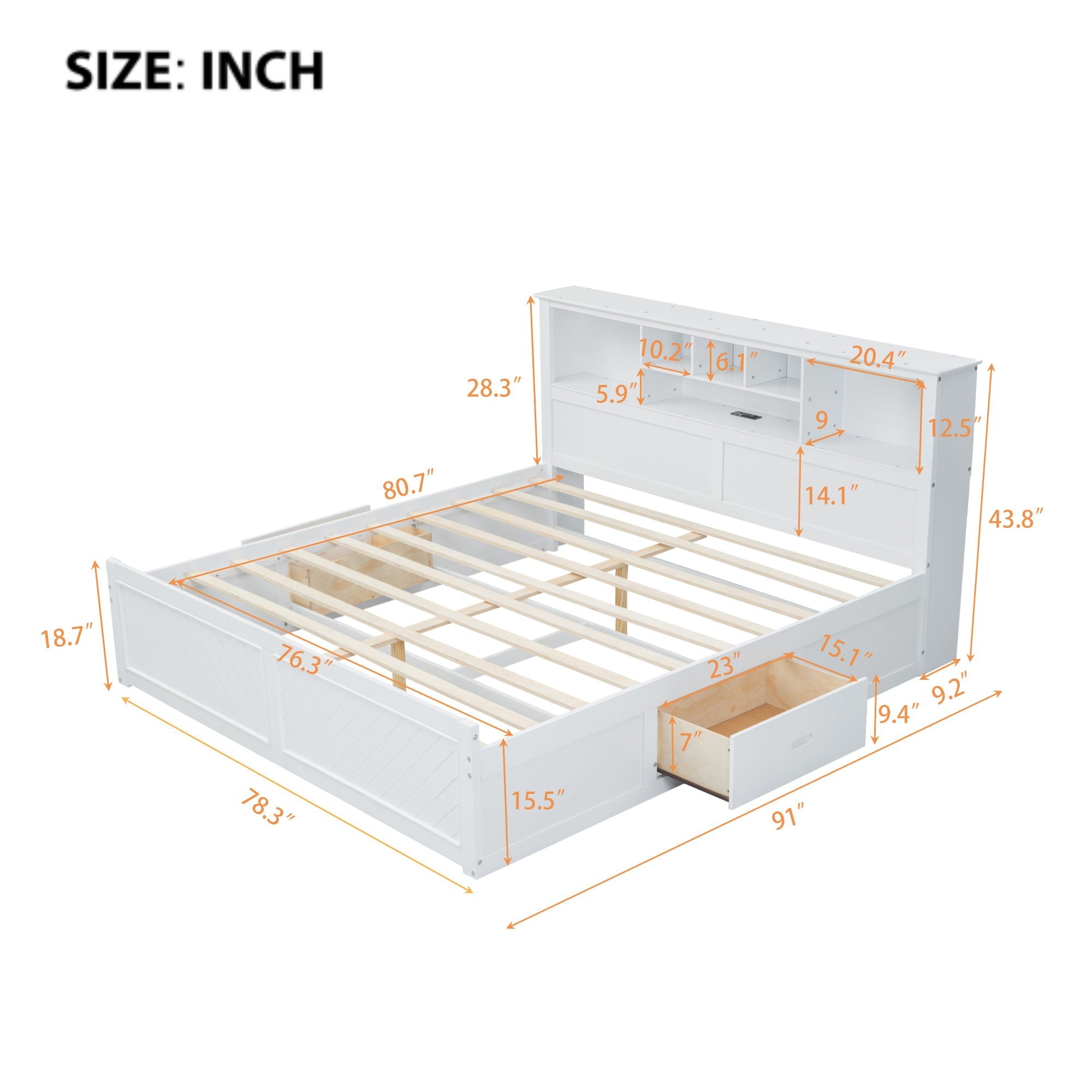 Platform Bed With Multi Storage Headboard, USB And Drawers by Unique Piece Furniture