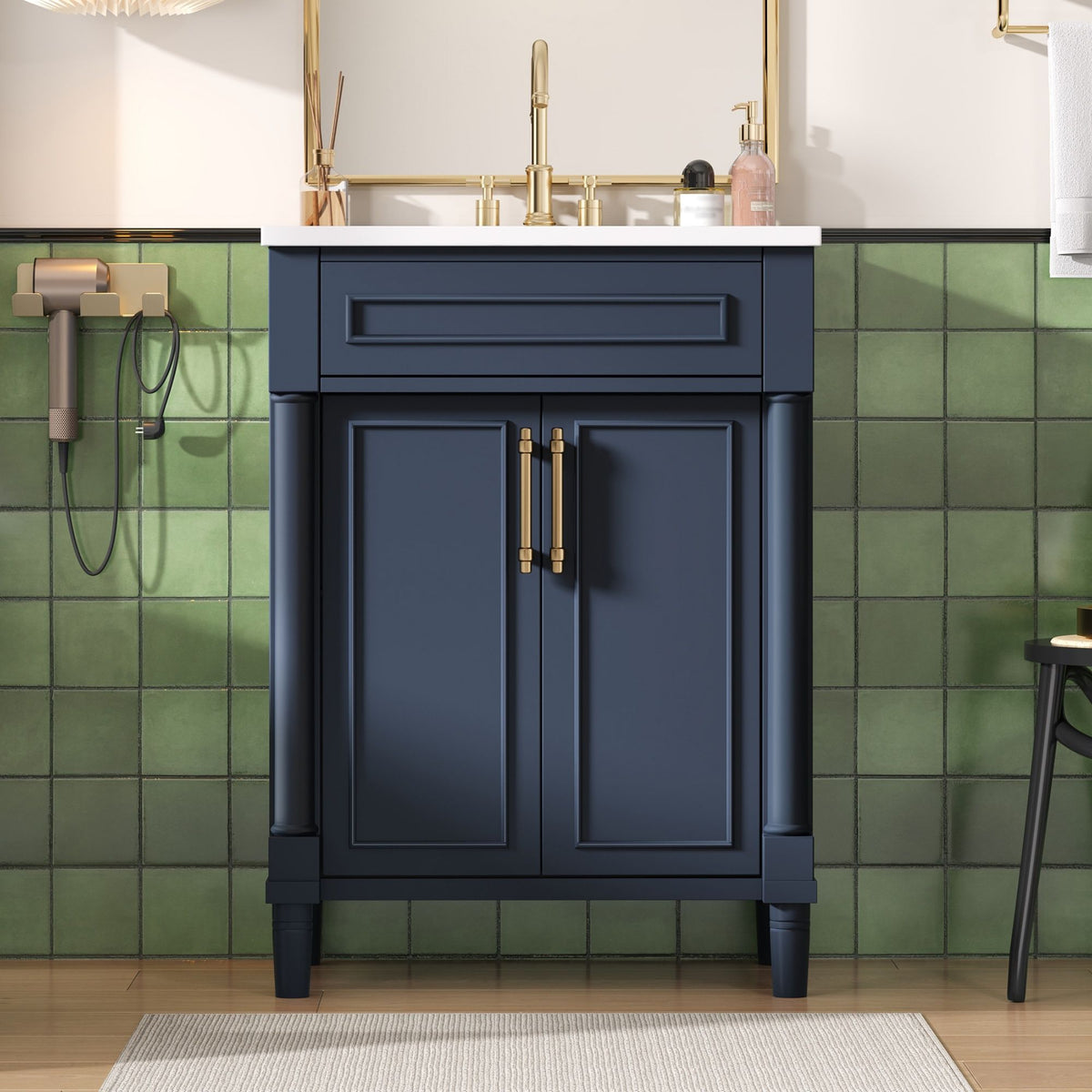 Bathroom Vanity With Integrated Sink, 2 Door Cabinet, Single Sink For Small To Medium Bathrooms by Unique Piece Furniture