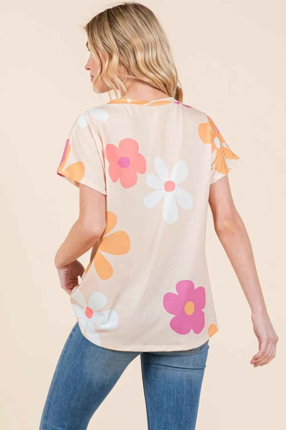 BOMBOM Floral Short Sleeve T-Shirt by Wild and Free Boutique