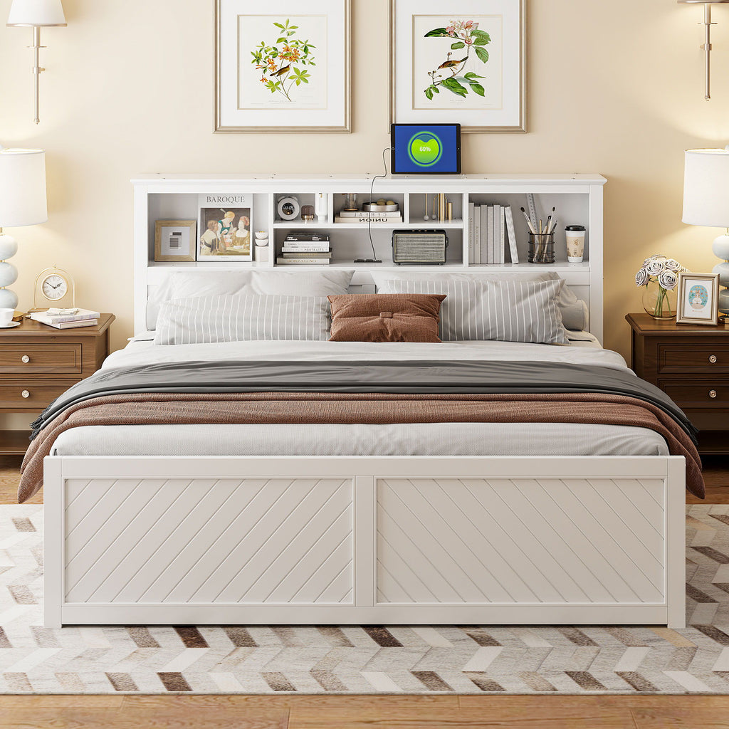 Platform Bed With Multi Storage Headboard, USB And Drawers by Unique Piece Furniture