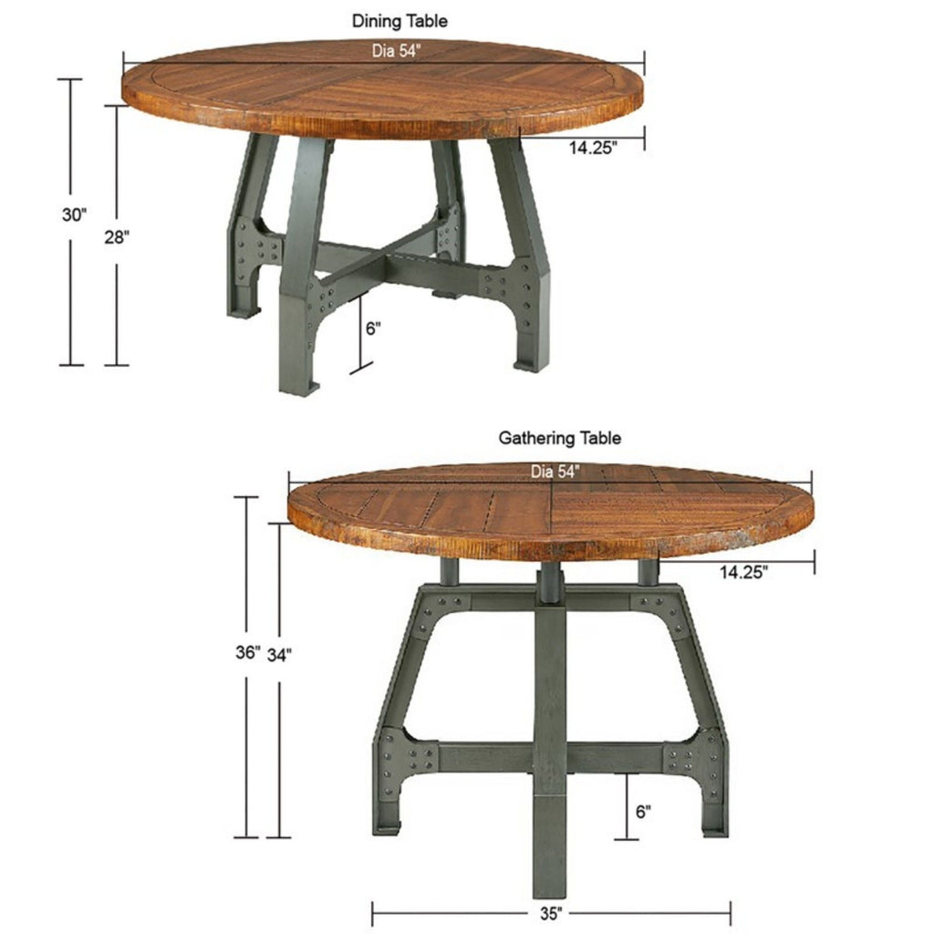Lancaster - Round Dining / Gathering Table With Adjustable Height - Walnut by Unique Piece Furniture