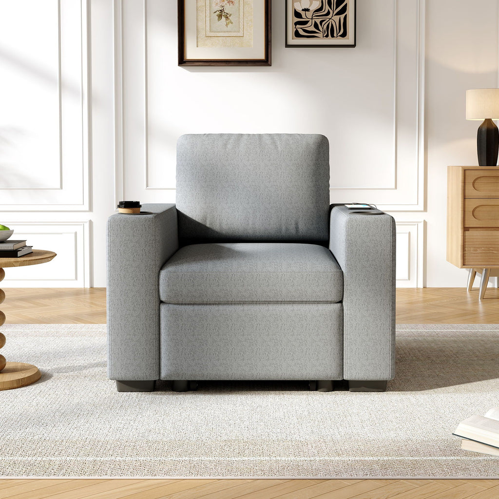Single Pull Out Sofa Bed With USB Ports And Cup Holders by Unique Piece Furniture