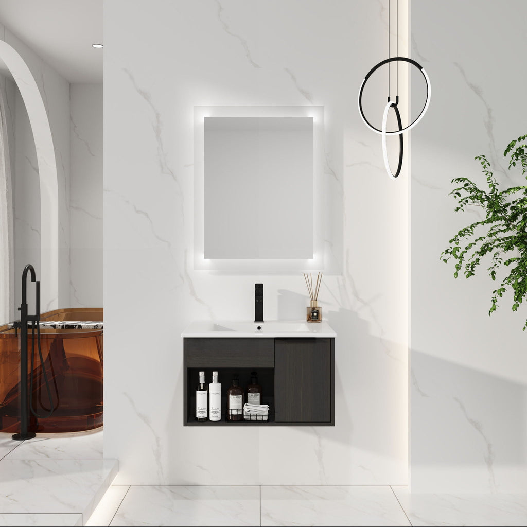 Wall Mounted Floating Bathroom Vanity With Open Shelf & Soft Close Door by Unique Piece Furniture