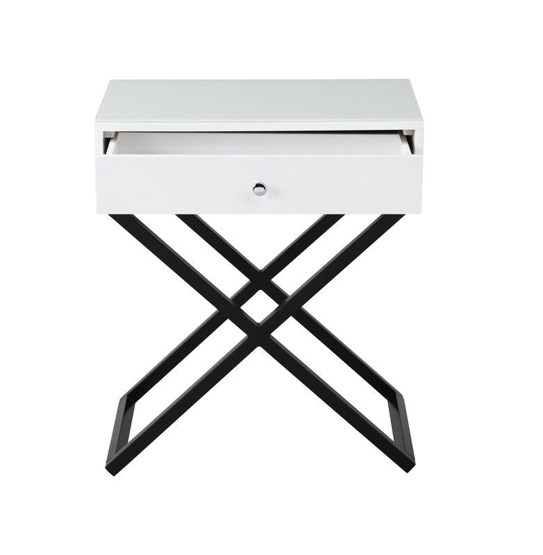 Koda - End Side Table Nightstand, Drawer And Cross Base by Unique Piece Furniture