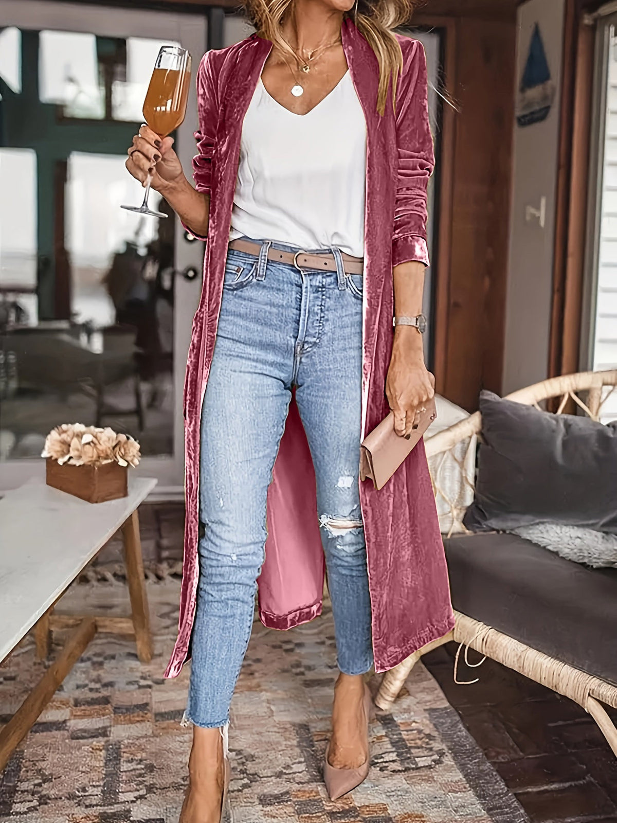 Open Front Long Sleeve Coat by Wild and Free Boutique