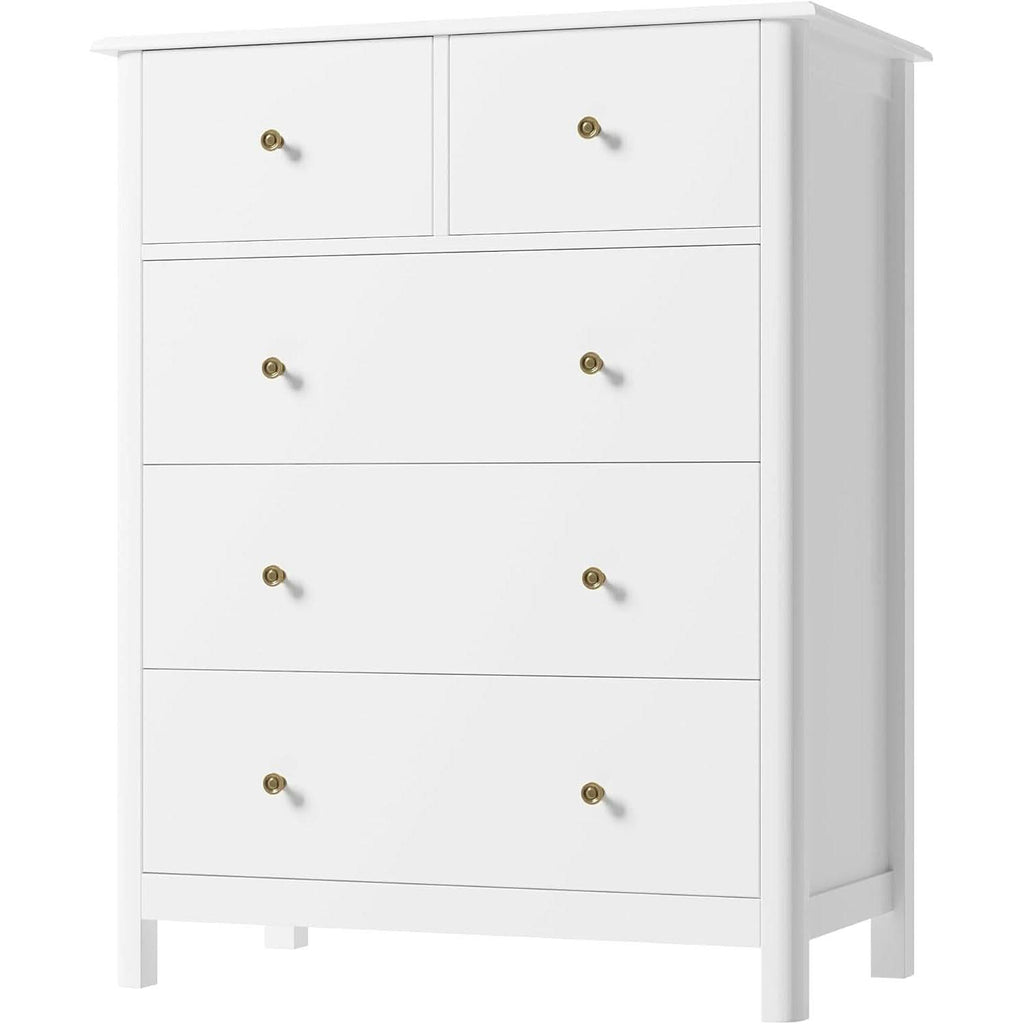 White Five Drawer Dresser For Bedroom Organization by ShipItFurniture