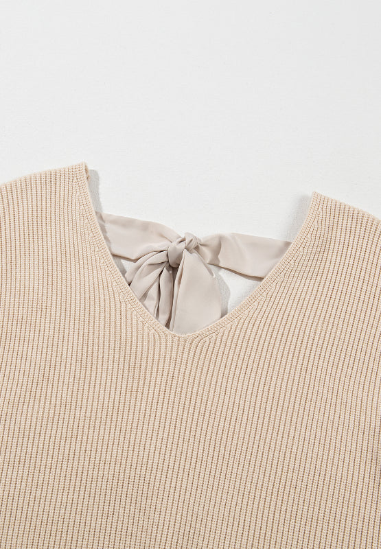 Tied Back V-Neck Long Sleeve Sweater by Wild and Free Boutique