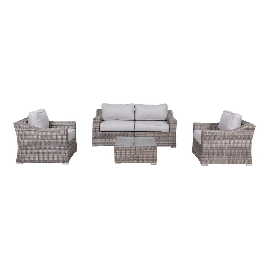 Outdoor Wicker Conversation Set With Cushions, All Weather by Unique Piece Furniture