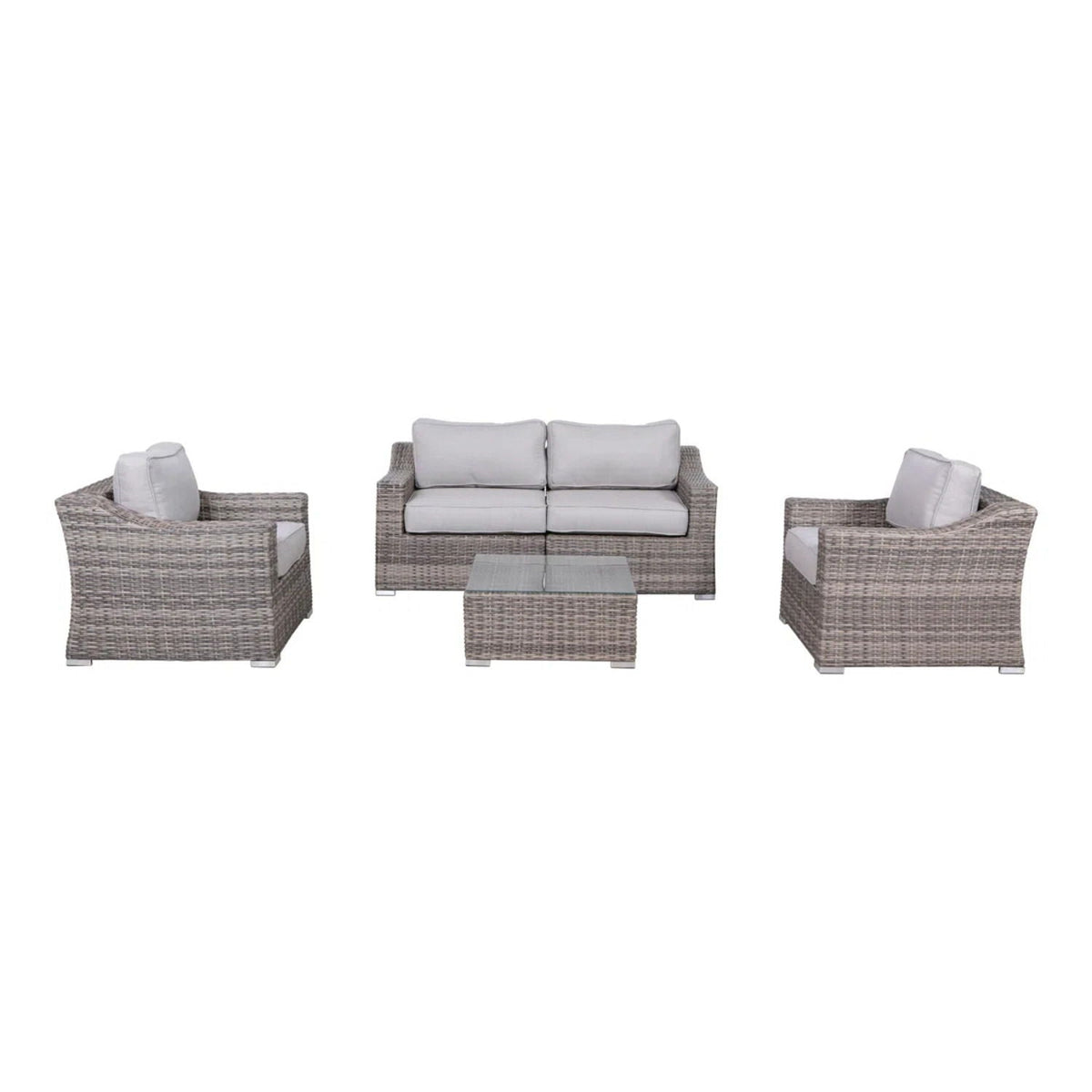 Outdoor Wicker Conversation Set With Cushions, All Weather by Unique Piece Furniture
