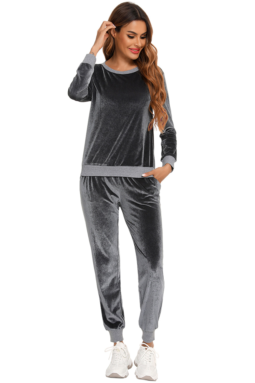 Round Neck Long Sleeve Loungewear Set with Pockets by Wild and Free Boutique