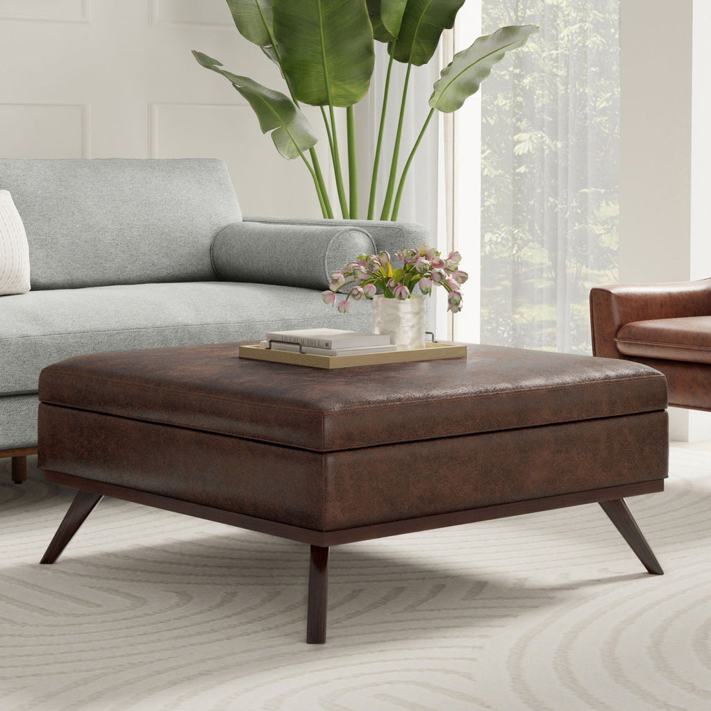 Owen - Multifunctional Square Coffee Table Storage Ottoman by Unique Piece Furniture