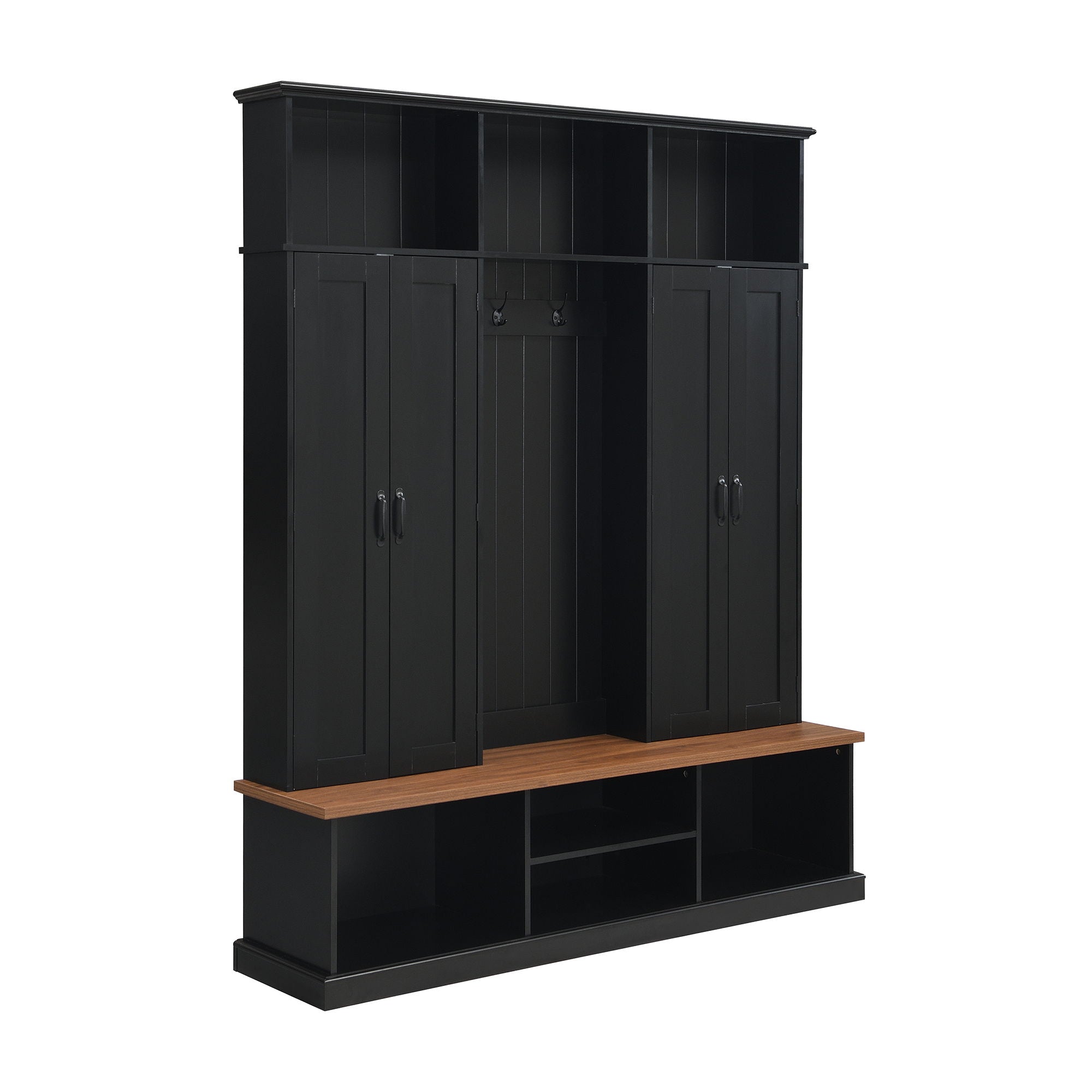 Entryway Hall Tree With Bench, 3 Top Cubbies & Bottom Storage Space by Unique Piece Furniture