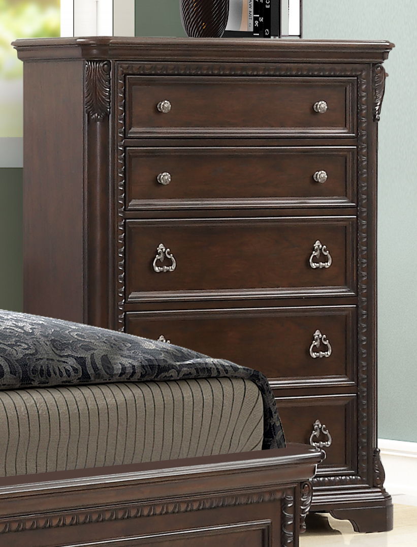 Traditional 5 Drawer Chest - Mahogany by Unique Piece Furniture