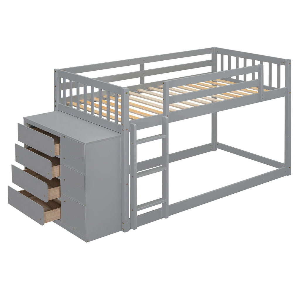 Bunk Bed With 4 Drawers And 3 Shelves by Unique Piece Furniture
