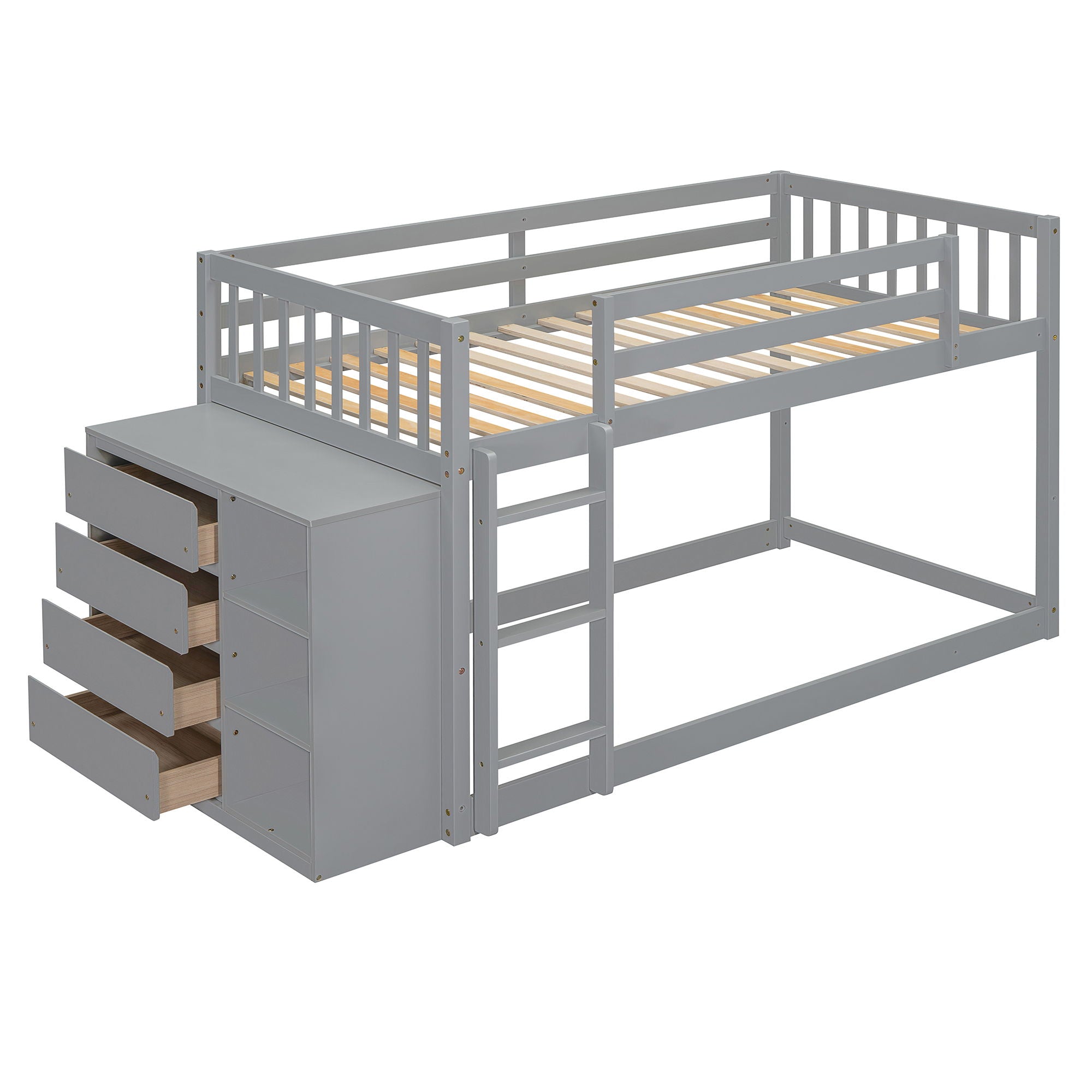 Bunk Bed With 4 Drawers And 3 Shelves by Unique Piece Furniture