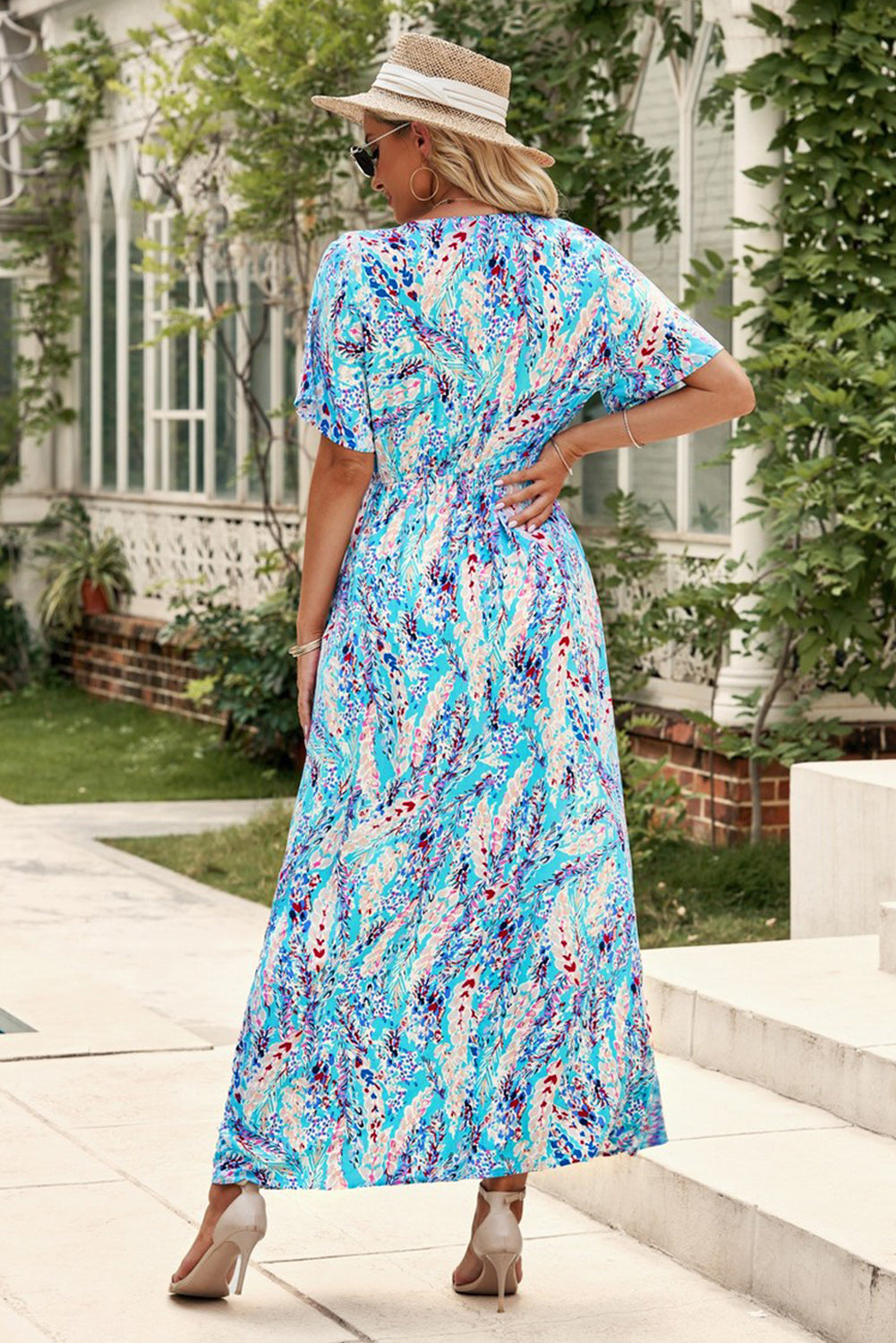 Green Wrap V Neck Floral Maxi Dress by Wild and Free Boutique