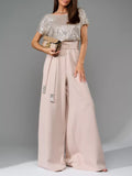 Full Size Sequin Round Neck Short Sleeve Wide Leg Jumpsuit by Wild and Free Boutique