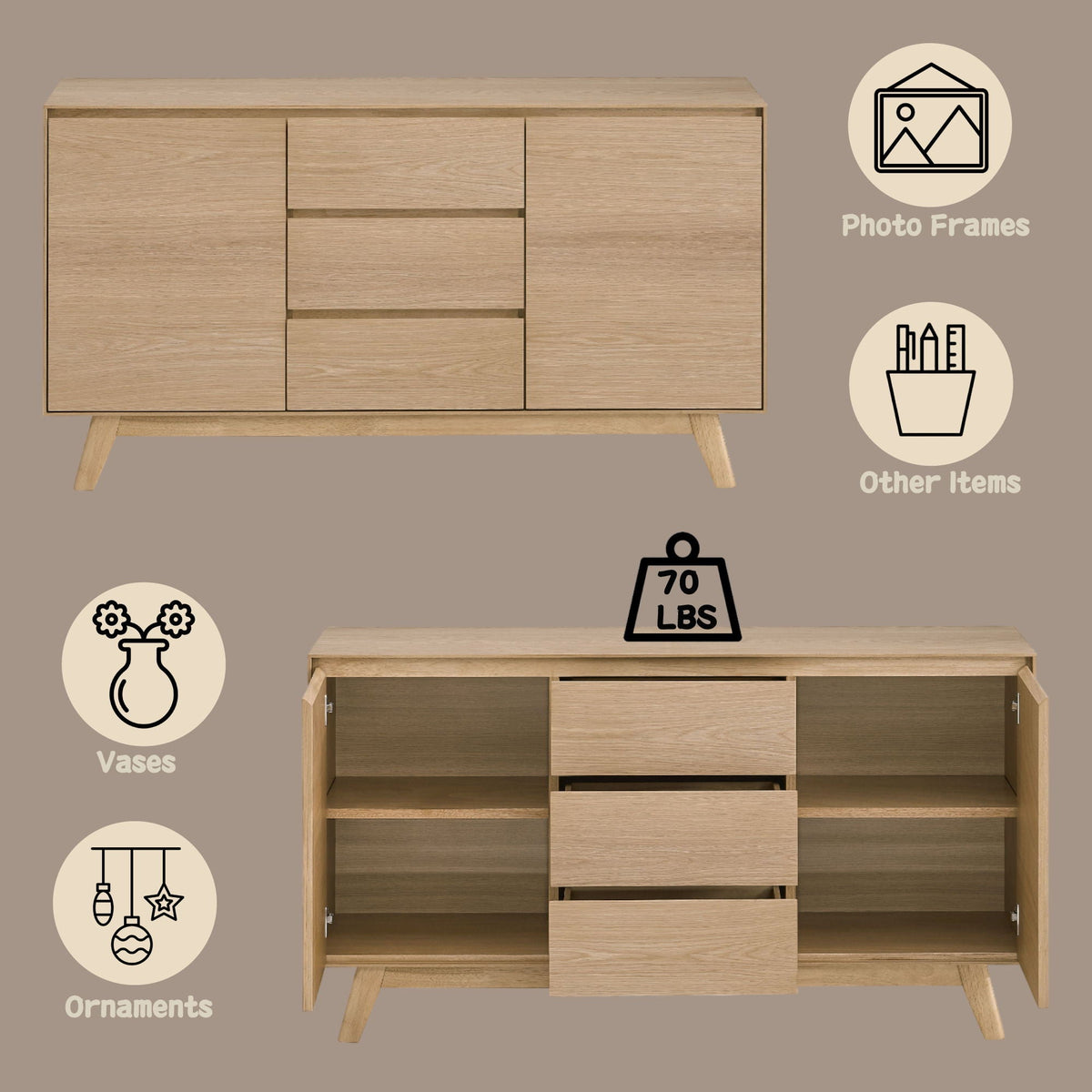 Kasem - Server - Oak by Unique Piece Furniture