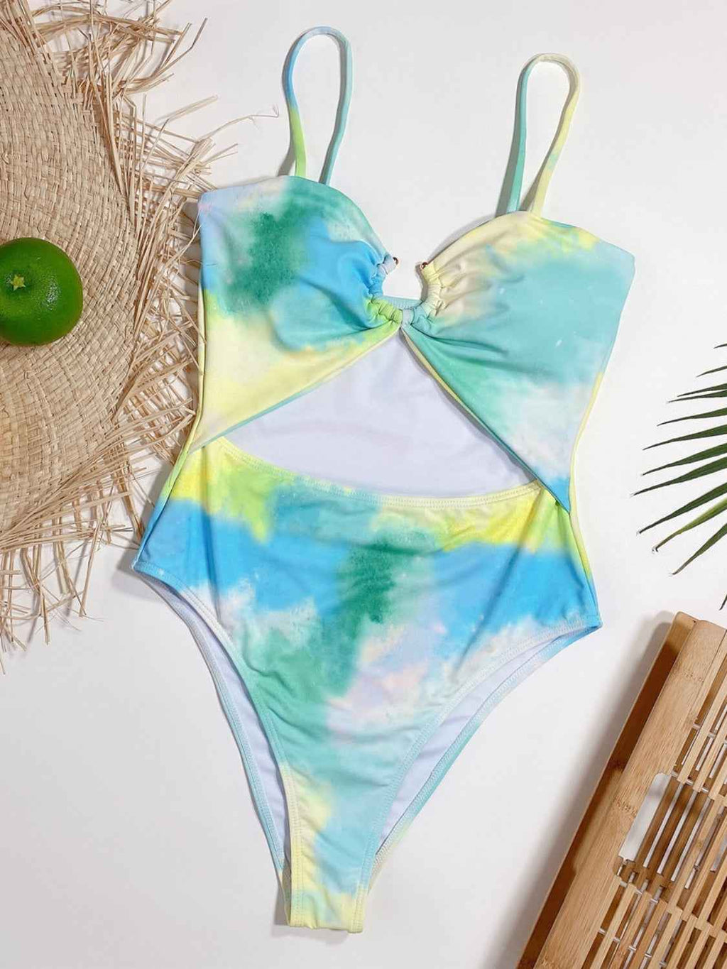 Cutout Tie-Dye Spaghetti Strap One-Piece Swimwear by Wild and Free Boutique