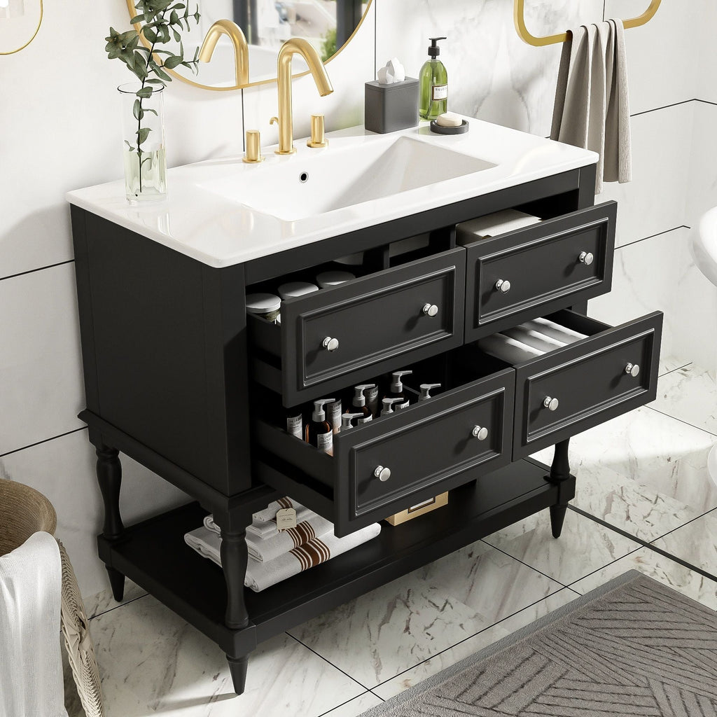 Bathroom Vanity Cabinet With Undermount Sink, 4 Drawer Set by Unique Piece Furniture