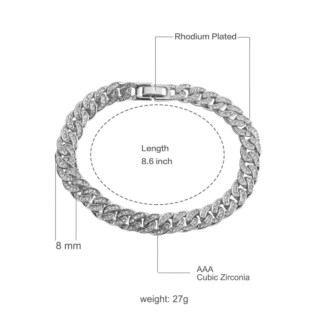 CREW BM 8 MM Cuban Bracelet | 970751 by Femstylo