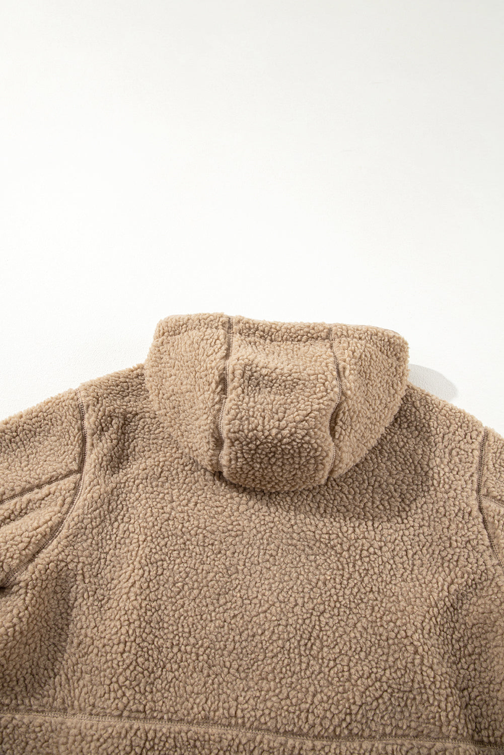Pale Khaki Fleece Zip Up Drawstring Hooded Pocketed Jacket by Wild and Free Boutique