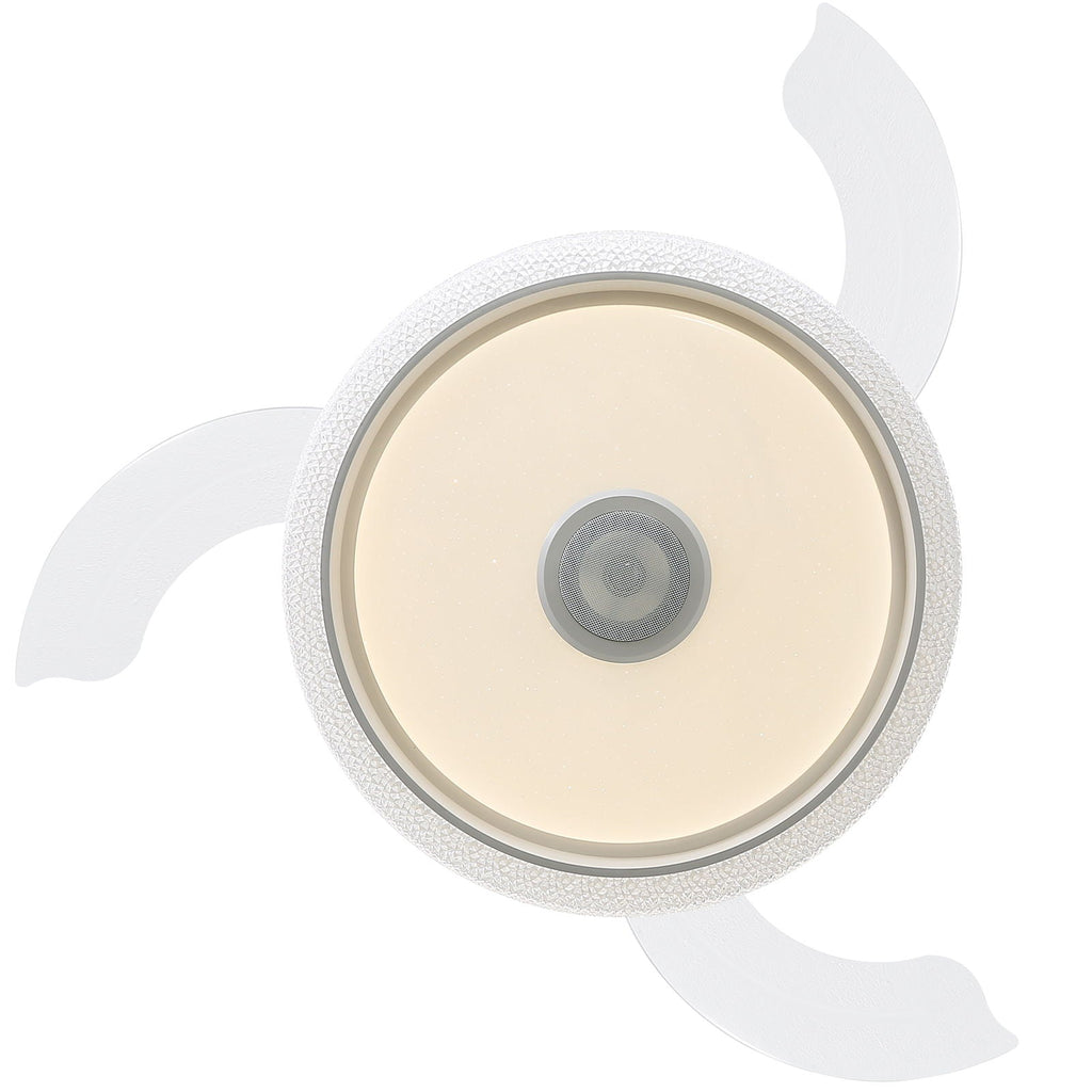 Invisible Ceiling Fan With Remote Control And 36W LED Light, 120V DC Motor, 3 Blades - White by Unique Piece Furniture