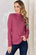 Basic Bae Full Size Ribbed Mock Neck Long Sleeve T-Shirt by Wild and Free Boutique
