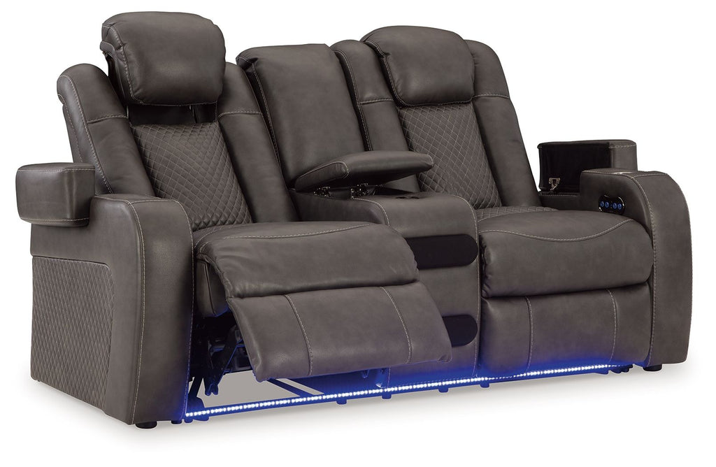 Fyne-dyme - Power Reclining Loveseat With Console/Adj Hdrst by Unique Piece Furniture