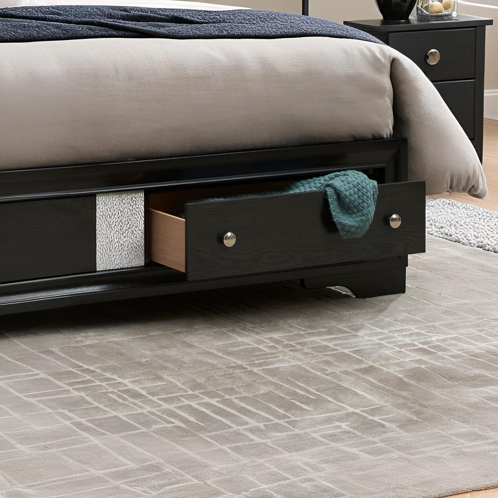 Madrid - Queen Bed With Storage Drawers And Nickel Handles - Black by Unique Piece Furniture