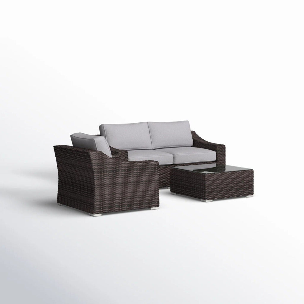 Outdoor Wicker Conversation Set With Cushions, All Weather by Unique Piece Furniture