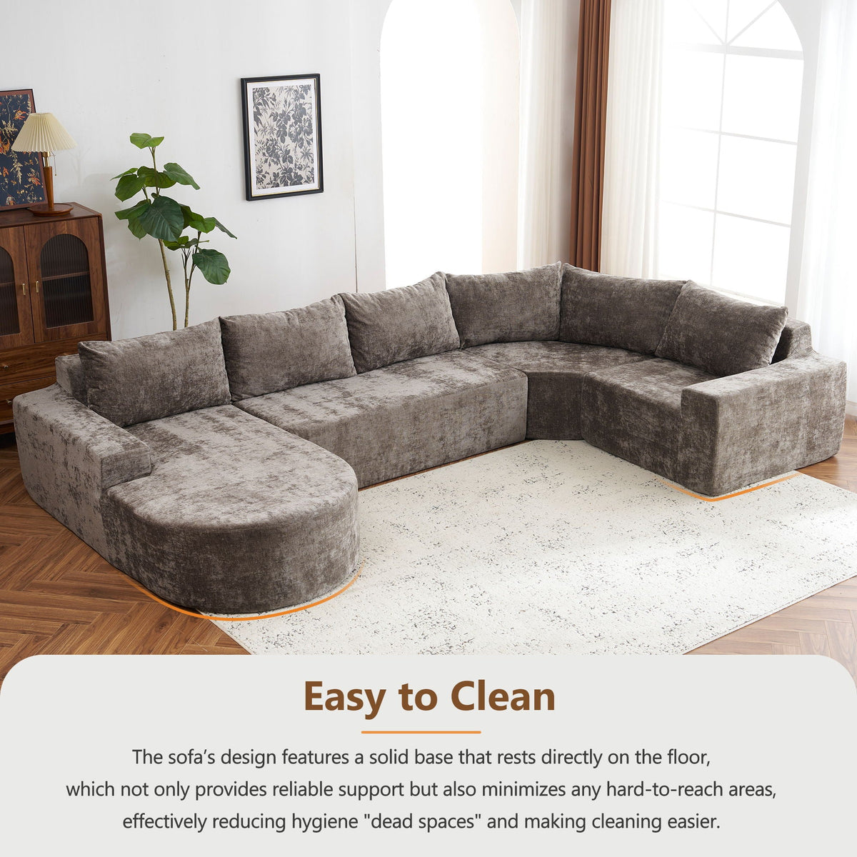 U-Shaped Oversized Modular Cloud Sectional Sofa With Deep Seat For Living Room by Unique Piece Furniture
