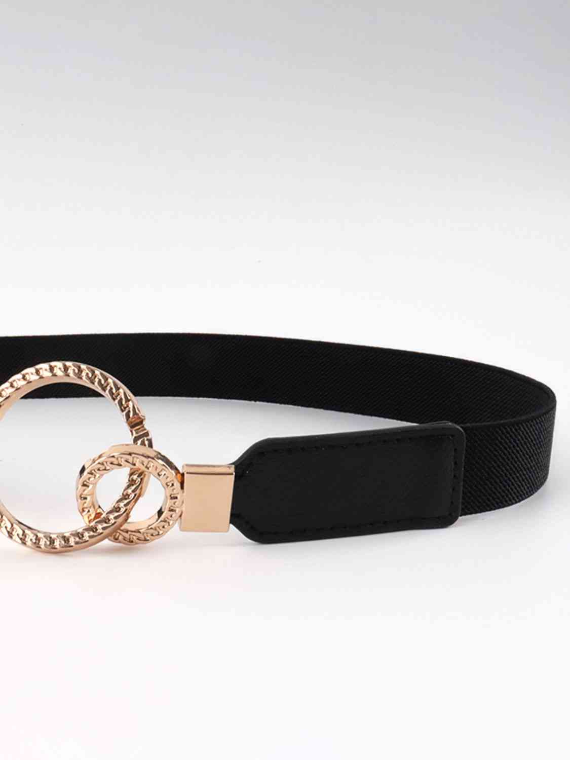 ElegantStyle Double Ring Buckle Elastic PU Belt – Adjustable Comfort Fit See size chart under “more details” by The Fashion Celestial