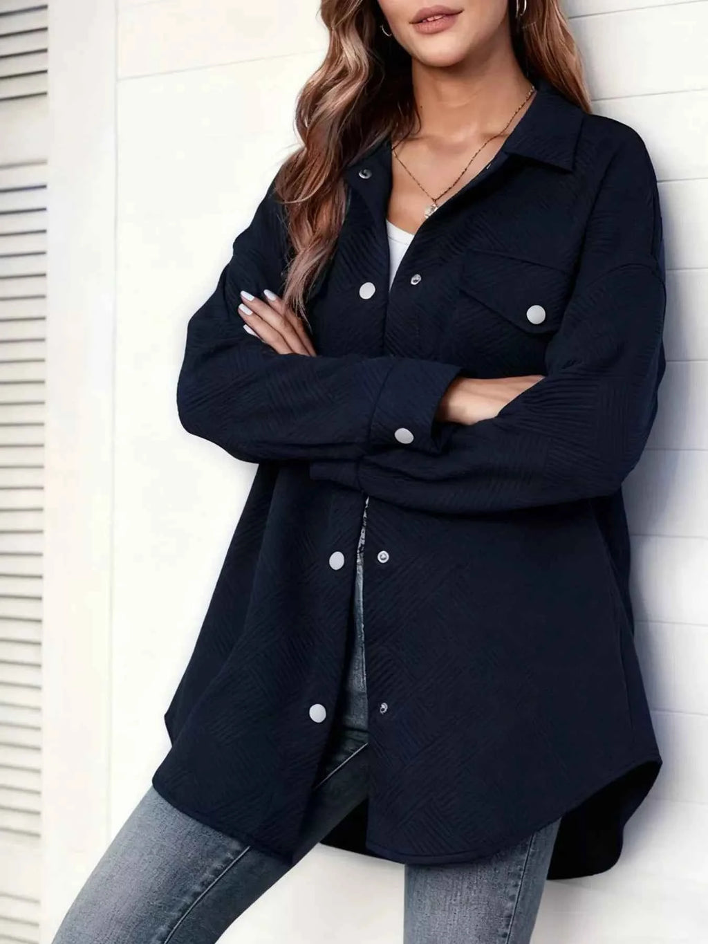 Textured Snap Down Jacket by Wild and Free Boutique