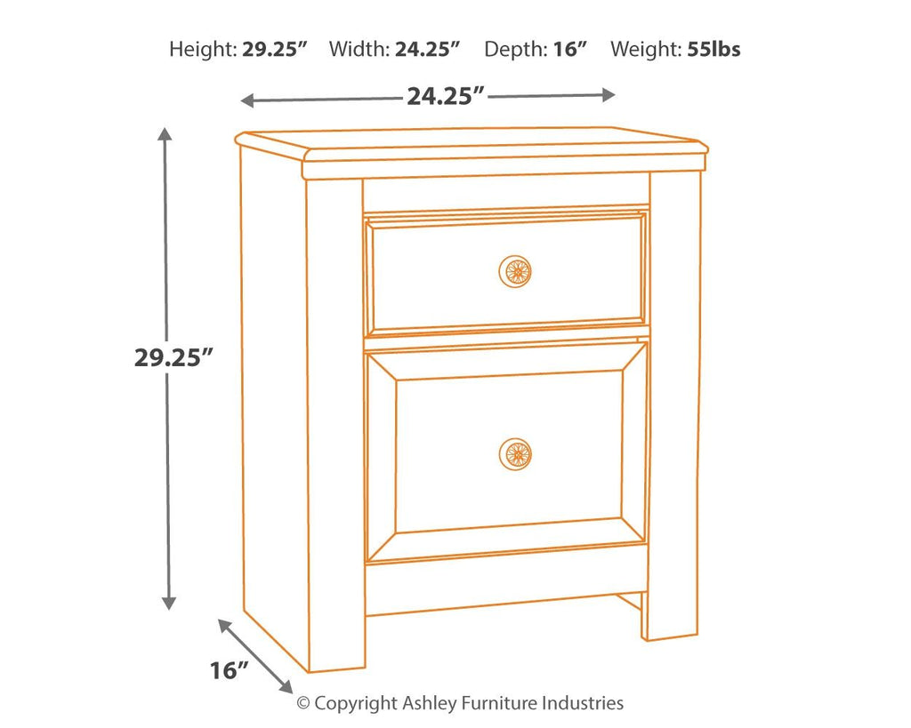 Paxberry - Two Drawer Night Stand - Whitewash by Unique Piece Furniture