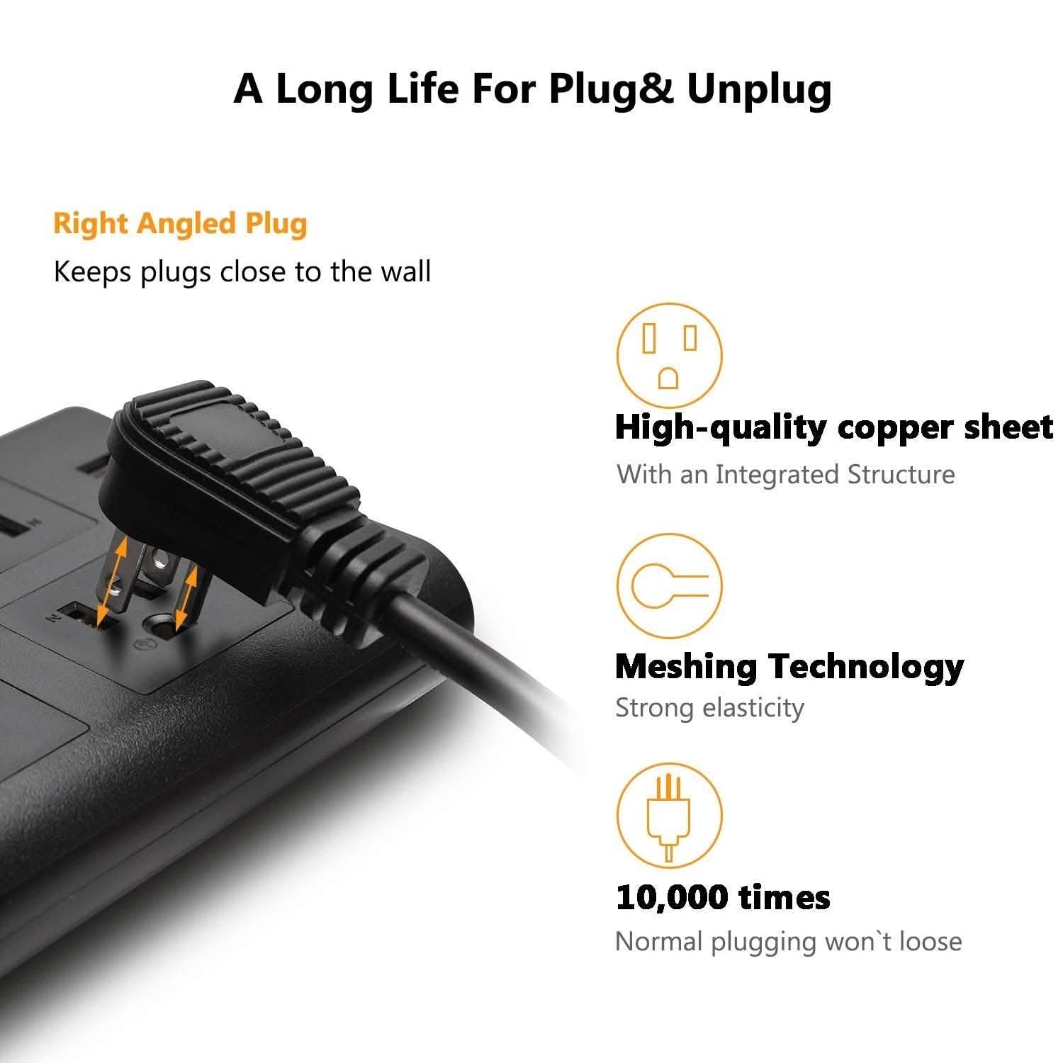 9.8ft USB Power Strip Surge Protector by DailySale