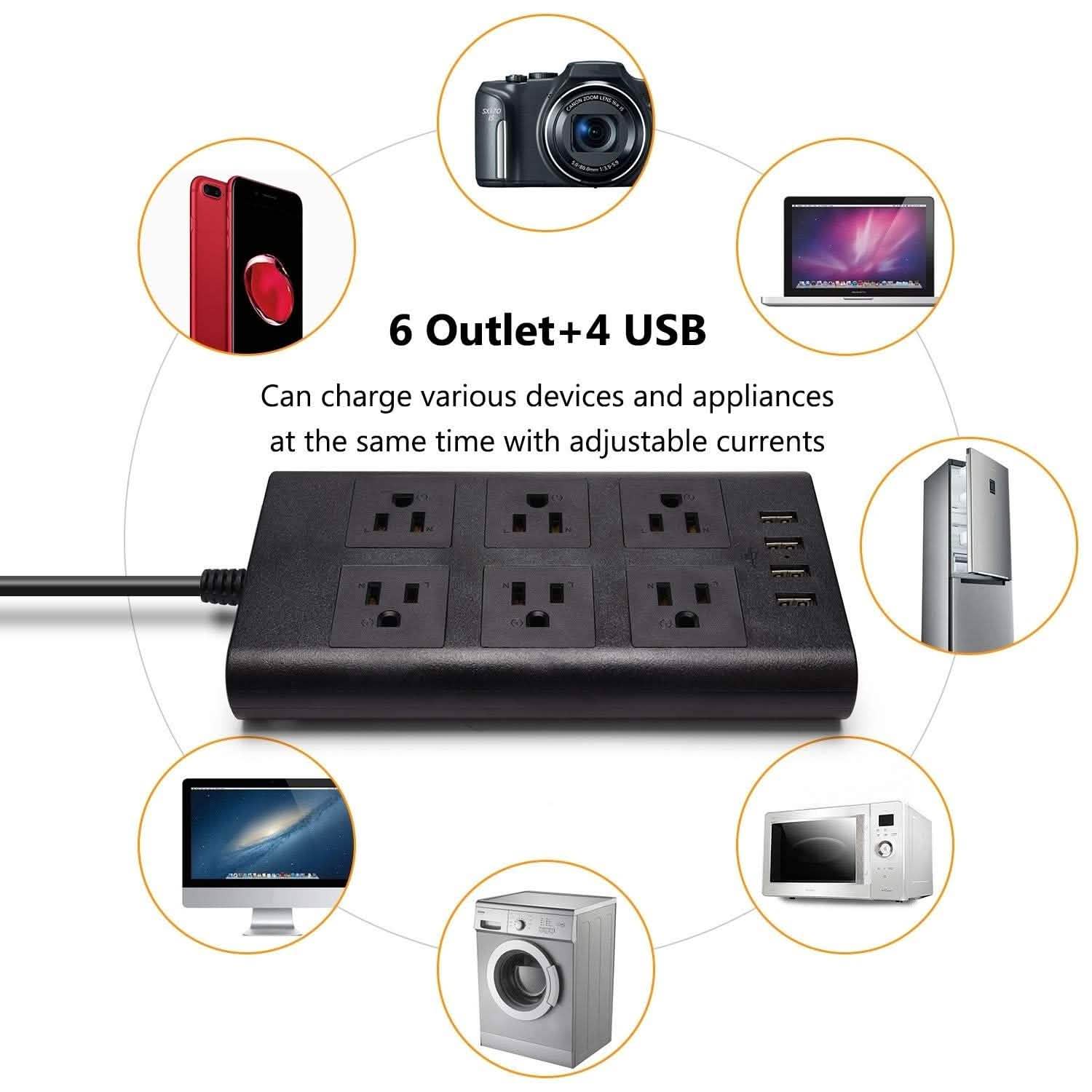 9.8ft USB Power Strip Surge Protector by DailySale