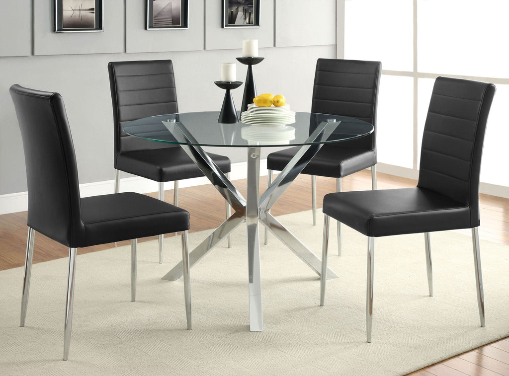 Vance Round 41-inch Glass Top Asterisk Dining Table Chrome by Unique Piece Furniture
