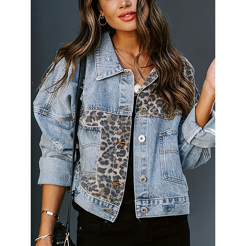 Women's Cropped Distressed Denim Jacket by FitiqueFit