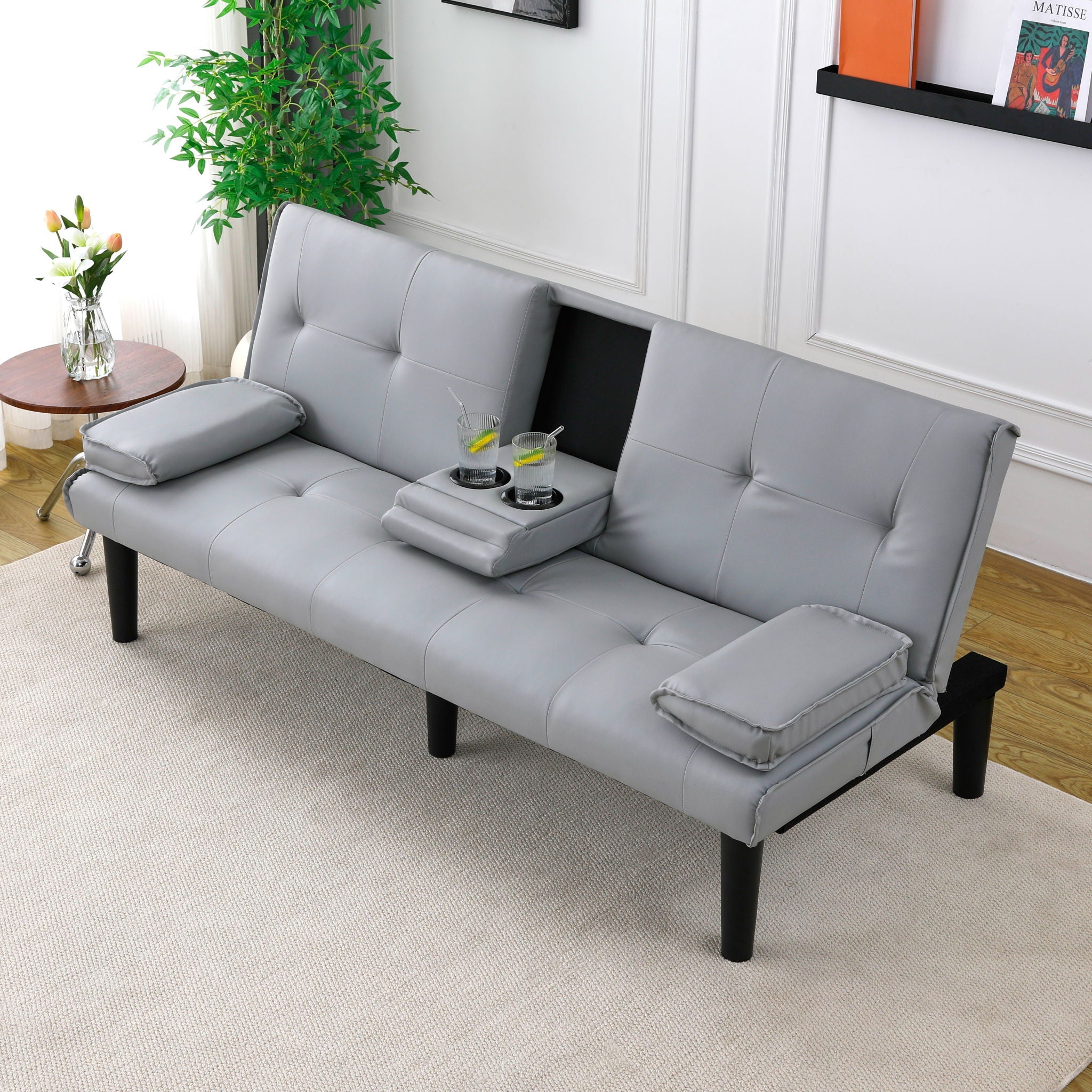 Sofa Bed With Foldable Design And Cup Holder by Unique Piece Furniture