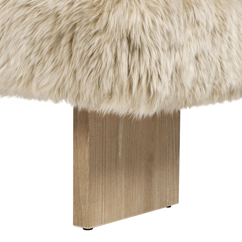 Leda - Sheepskin Fur Rectangular Accent Bench - Natural Blonde by Unique Piece Furniture