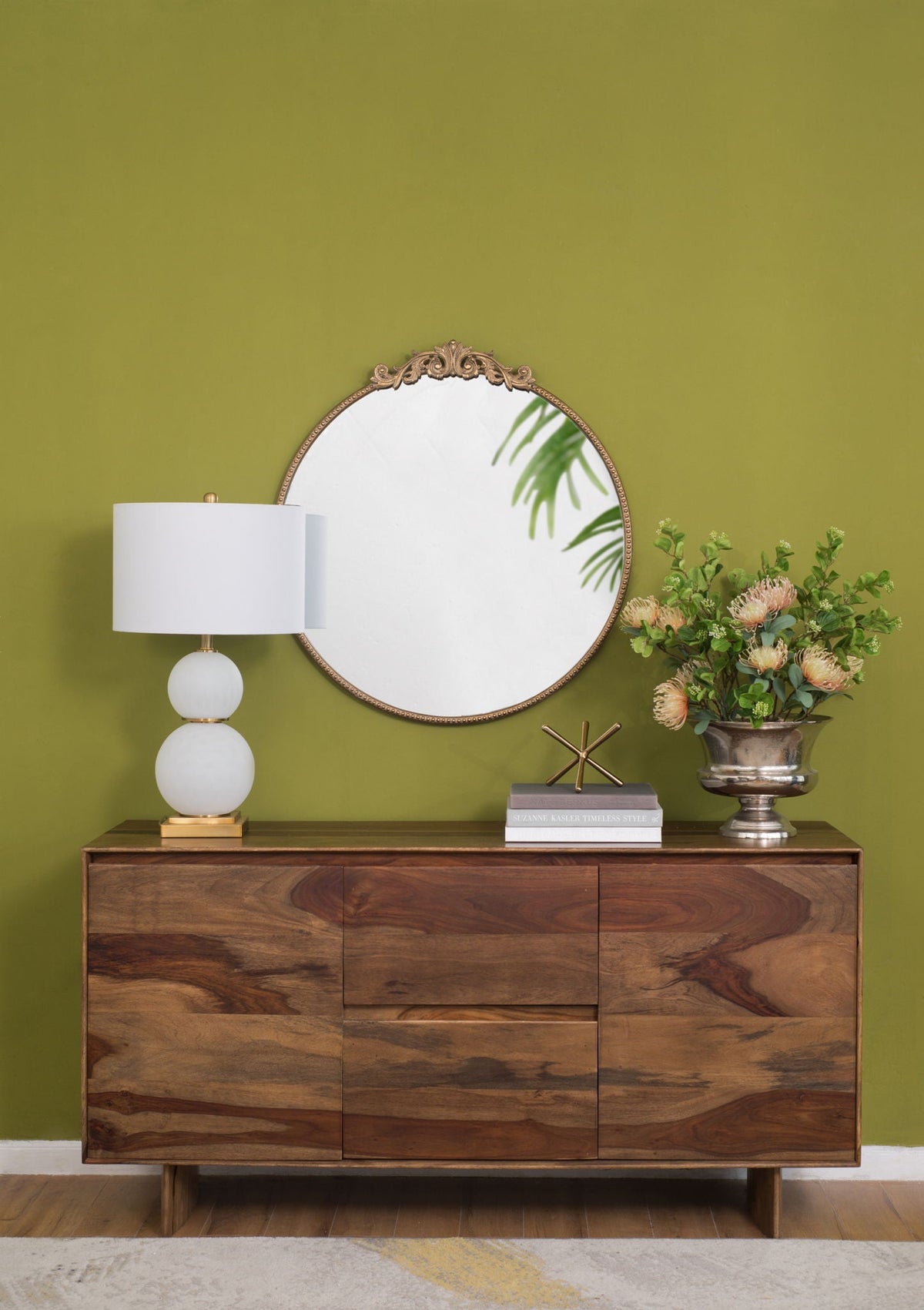 Classic Design Mirror With Baroque Inspired Frame For Bathroom, Entryway Console Lean Against Wall by Unique Piece Furniture