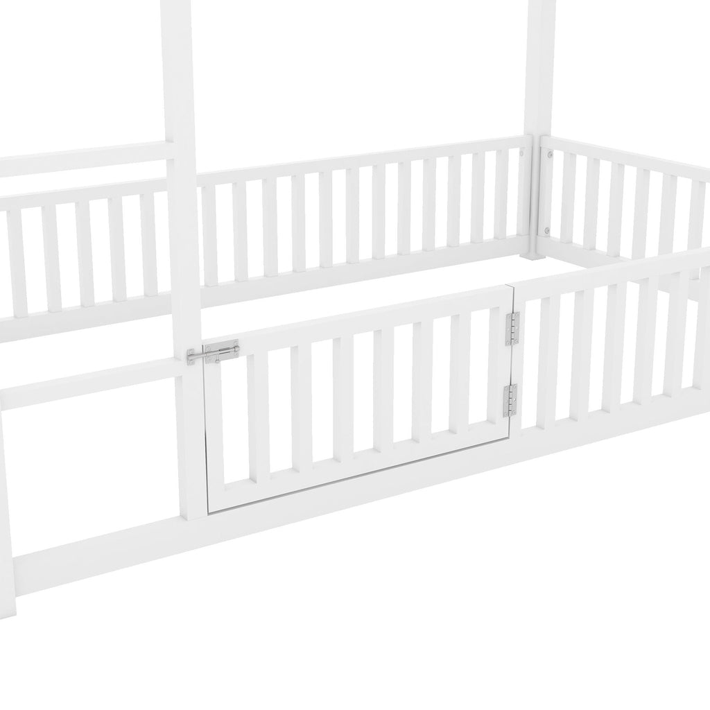 Metal House Bunk Bed With Fence And Door by Unique Piece Furniture