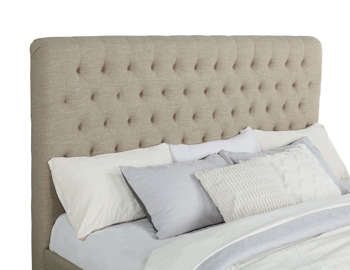 Chloe Upholstered Eastern King Panel Bed Oatmeal by Unique Piece Furniture